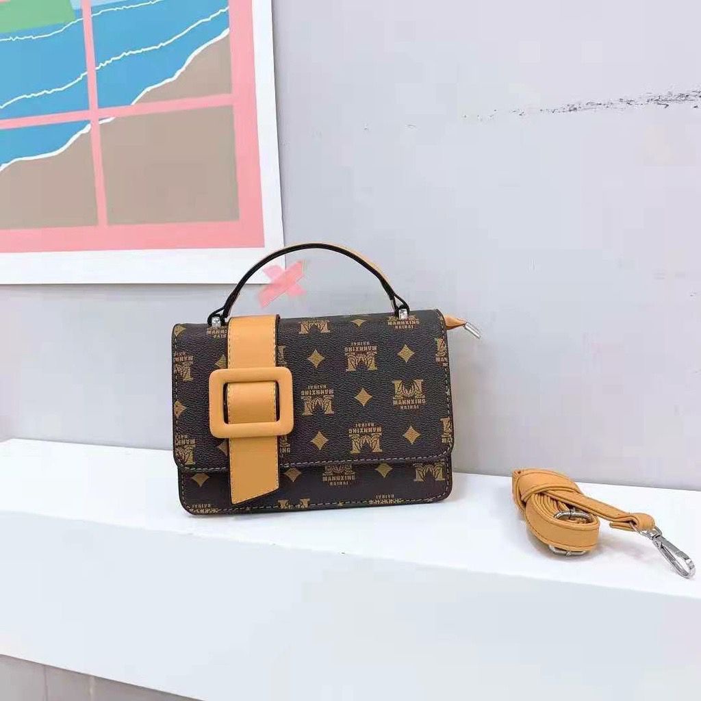 BJ14679 - CROWN/FF/FLOWER GRAY/COFFEE/WHITE - TAS SLEMPANG SALE WANITA FASHION KOREA CHINA IMPORT MODIS ELEGAN TERMURAH TERLARIS TERBARU BAGSTORE JAKARTA TAS BATAM EL4679 LT2141