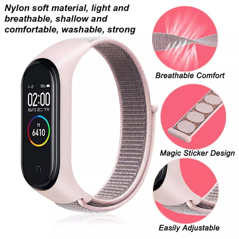 Strap Nylon Xiaomi Mi Band 7/6/5/4/3 Smartband - Tali Jam Nylon Xiaomi Mi Band 7 6 5 4 3