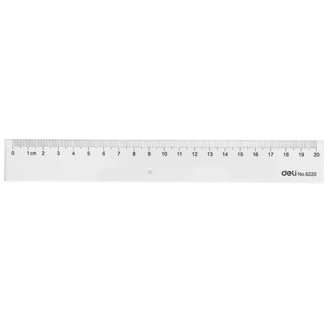 DELI / Transparant Ruller / Penggaris Transparant 20cm / Penggaris Plastik