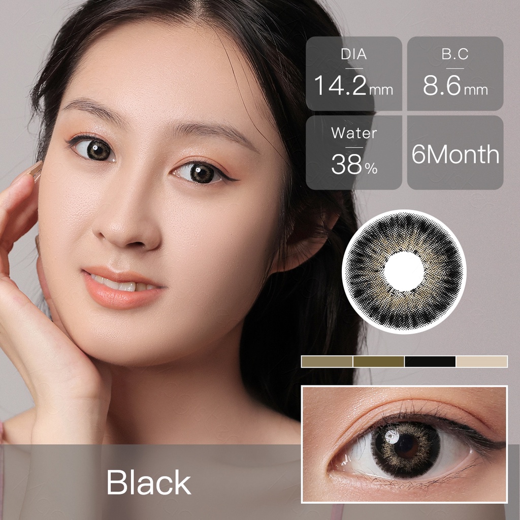 (COD)Softlens Mata Normal,Softlens pattaya Hitam cosplay Lensa Kontak Warna Alami, Soflens Murah Lensa Warna