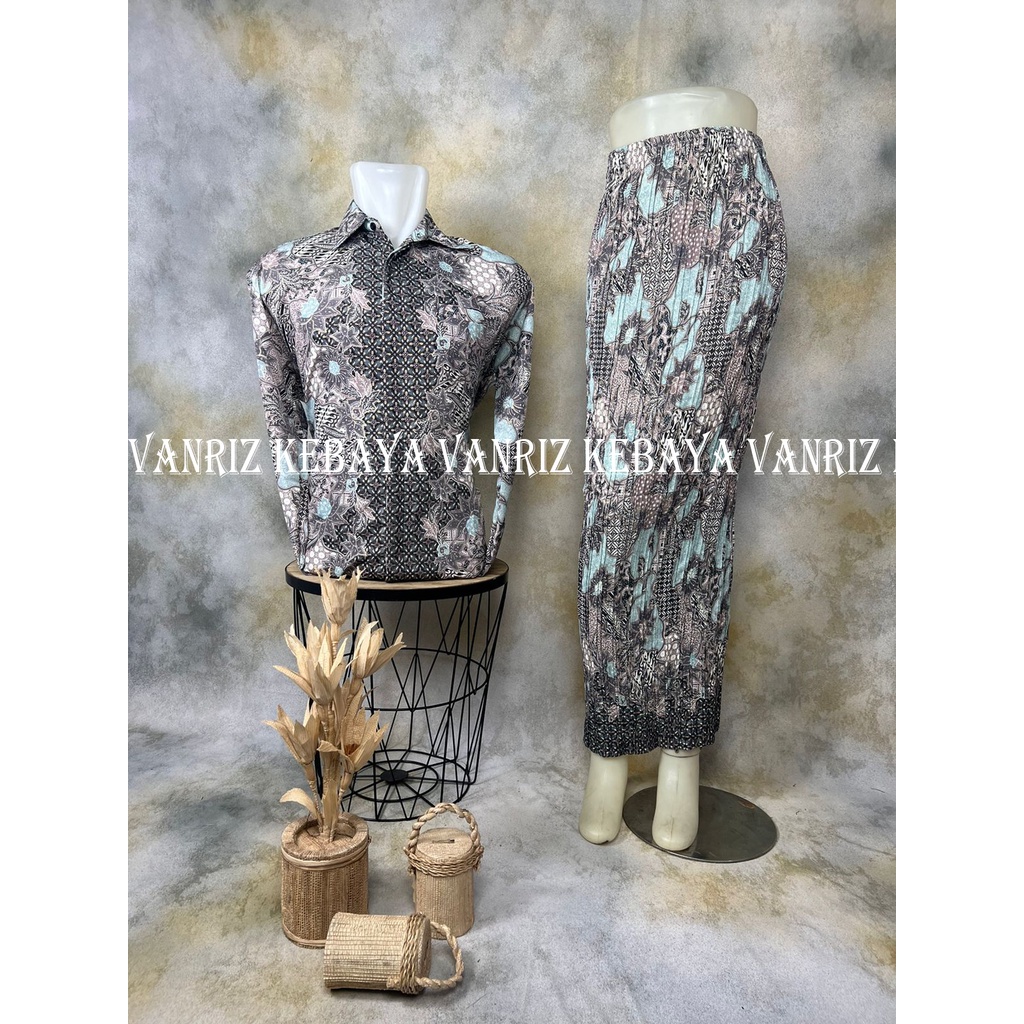 Vanriz Kebaya-Kemeja Batik Lengan Panjang Couple Rok Plisket