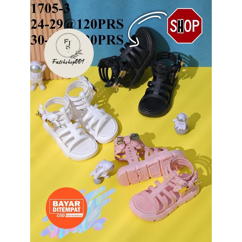 Sepatu sandal gladiator anak perempuan korean style terbaru kekinian 1705-3 sendal tali anak double strap