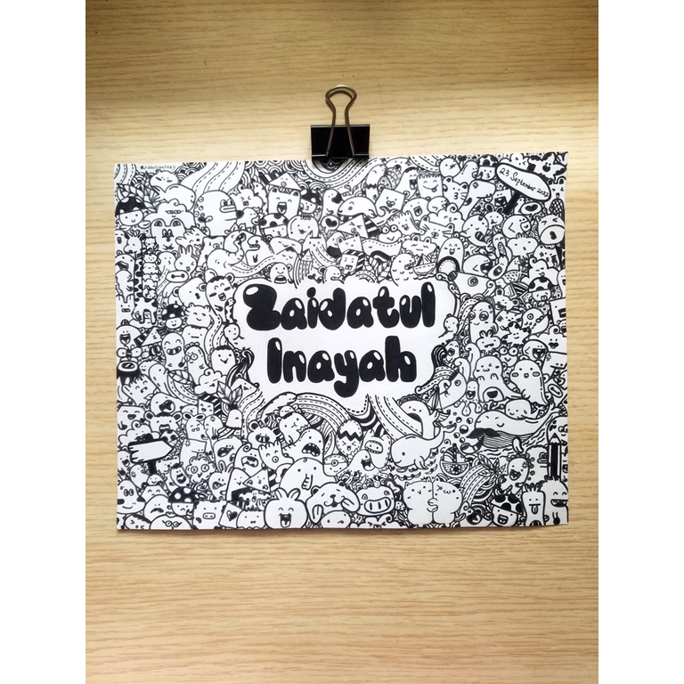 DOODLE ART CUSTOM NO COLOR (WEDDING, BIRTHDAY, GRADUATION, NAME, ETC) TANPA FRAME