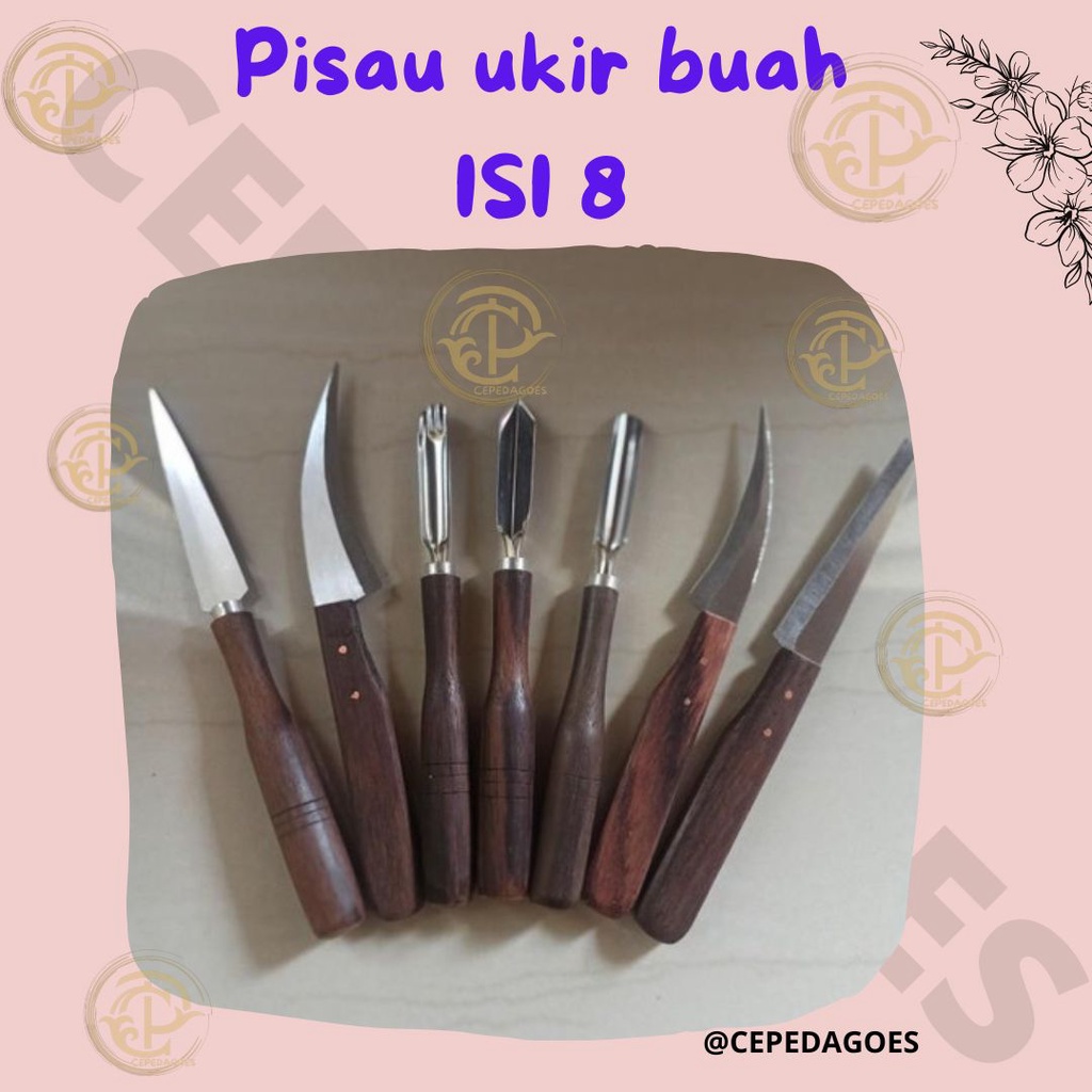 

✦BEST SELLER✦ SATU SET PISAU GARNISH / PISAU UKIR BUAH / PISAU CARVING ISI 5 ISI 7 - Isi 7, + Dompet Pisau