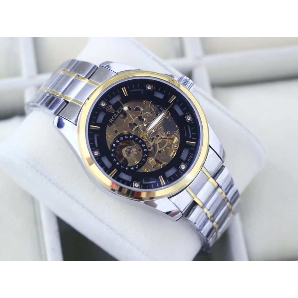 JAM TANGAN ROLEX RANTAI STANLIST OTOMATIS MESIN DIAMETER 45MM || FASHION PRIA