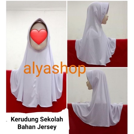 Jilbab Sekolah Tanpa Pita/ Tanpa Tali Samping Bahan Jersey (Licin)