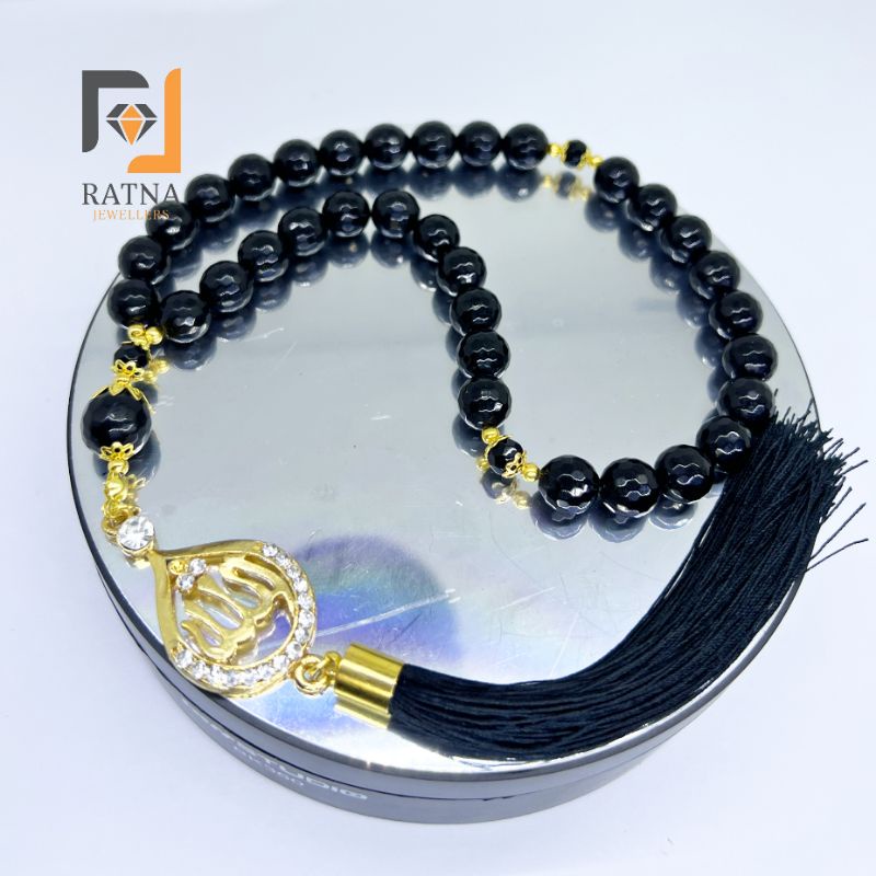 TASBIH BATU BLACK ONIX CUTT NATURAL 10MM LAFADZH ALLAH 33 BUTIR