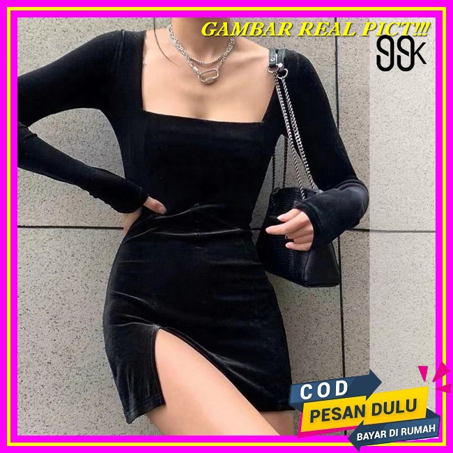 Dress Merah Pesta Natal Model Terbaru 2022 Long Dress Sabrina Brukat Wanita/ Sexy Dress Bodycon Brok