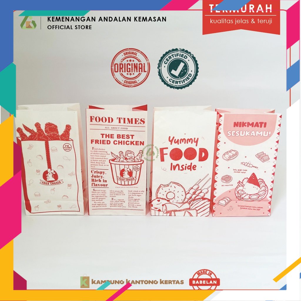 

SPECIAL NATAL DAN TAHUN BARU 2022 /Kantong Makanan / Kantong Kertas Makanan / Kantong Fried Chicken / Kemasan Fried Chicken / Bungkus Fried Chicken / Paper Bag