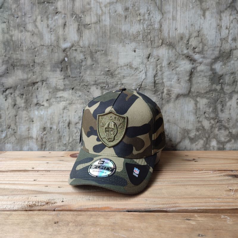 Topi Baseball Raiders Logo Camo Bordir Hijau