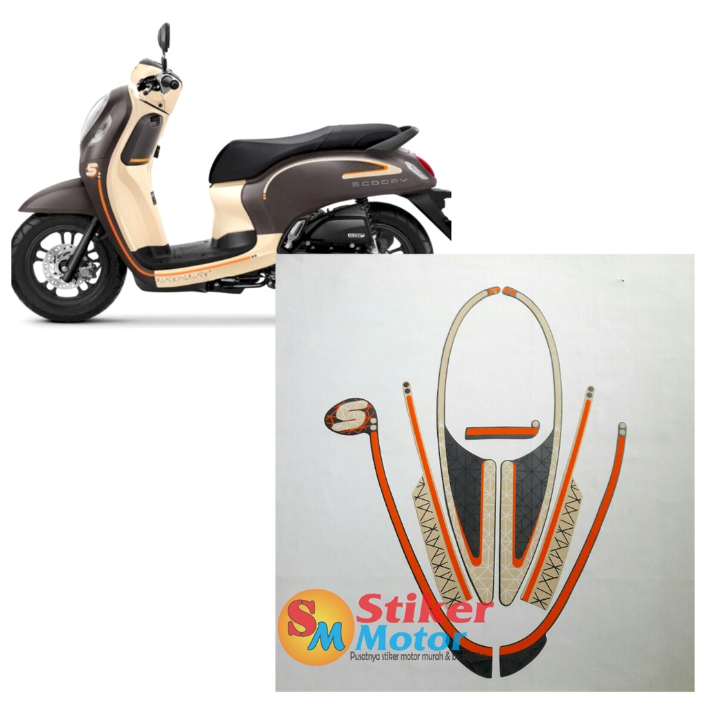 STICKER STRIPING LIS LES BODY MOTOR SCOOPY FASHION 2022 MATTE BROWN