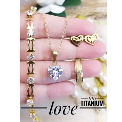 Set Perhiasan Titanium Gold Aksesoris Wanita Terbaru Import Awet Anti Karat 1227c