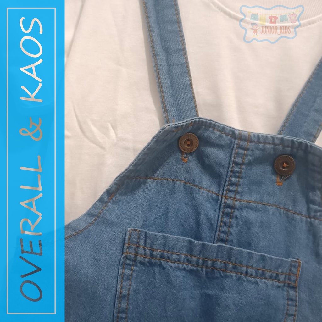 Setelan Overall Anak Kaos Putih Jumpsuit Anak Overal Celana Juniorkids 1-3 TAHUN