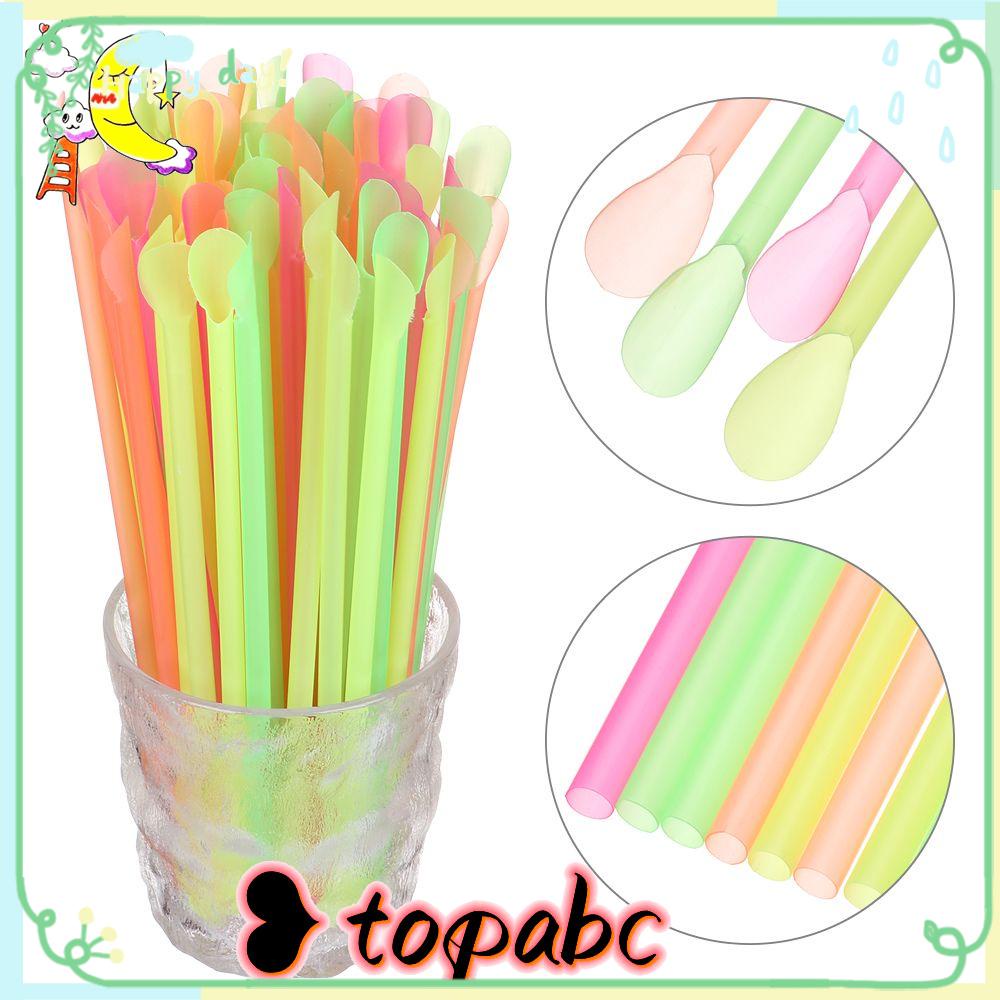 Top Sendok Sedotan Party Supplie Straight Straw Soft Drinking Supplie 100PCS