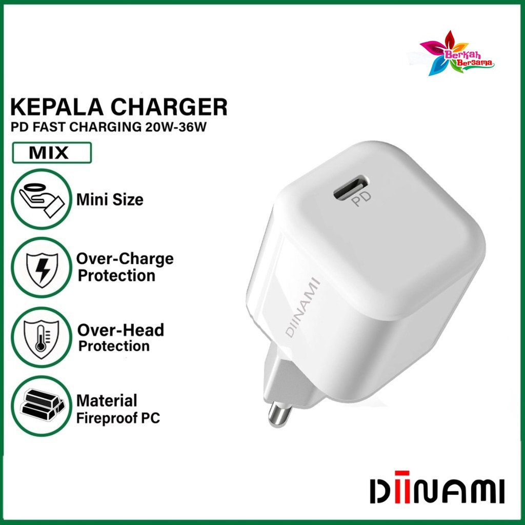 DIINAMI P8 Adaptor BATOK Charger CASHAN Power Nano 20 Batok Fast Charging 20W 3A Type-C (PD) Multi Protection BB7484