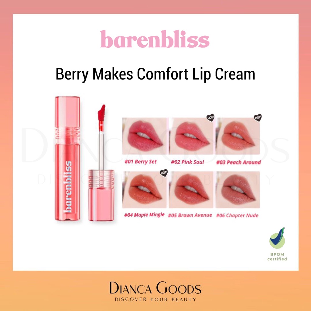 BNB barenbliss Berry Makes Comfort Lip Cream Korea Liquid Lipstik Berry Set / Pink Soul / Peach Arou