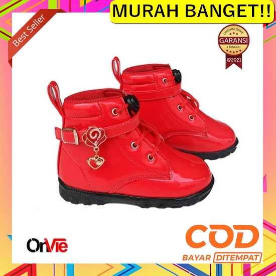 Sepatu Boot Anak Perempuan Import C101 Button Black Red Pink Sepatu Boot Modelling Anak Perempuan