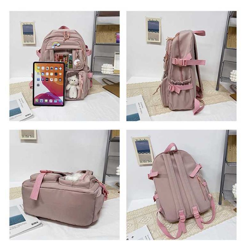 Young Tas Ransel Wanita untuk Sekolah Kampus Cute Bear - YB-01 pink