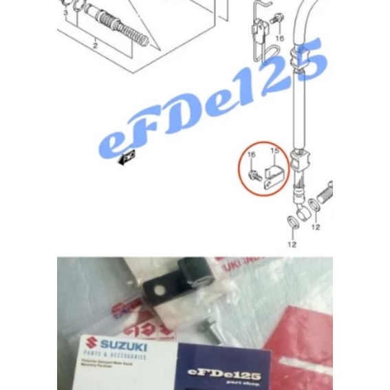 Bracket / Breket Selang Rem Depan bagian tabung Shock Depan Shogun 125 R old Arashi or iSGP