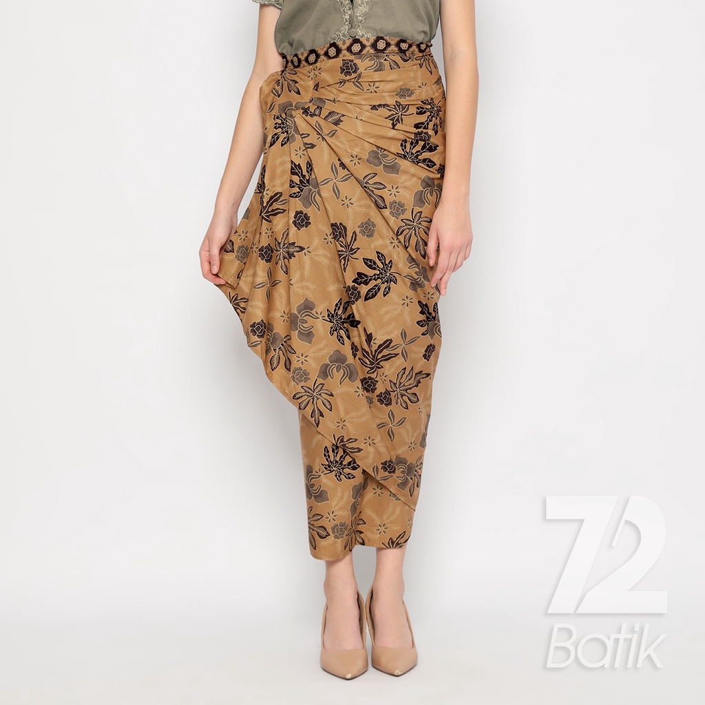 ROK LILIT BATIK Skirt Kebaya Instan Modern Wanita Motif Daun Pepaya Coklat Choklat Cokelat 722661 Cap 72