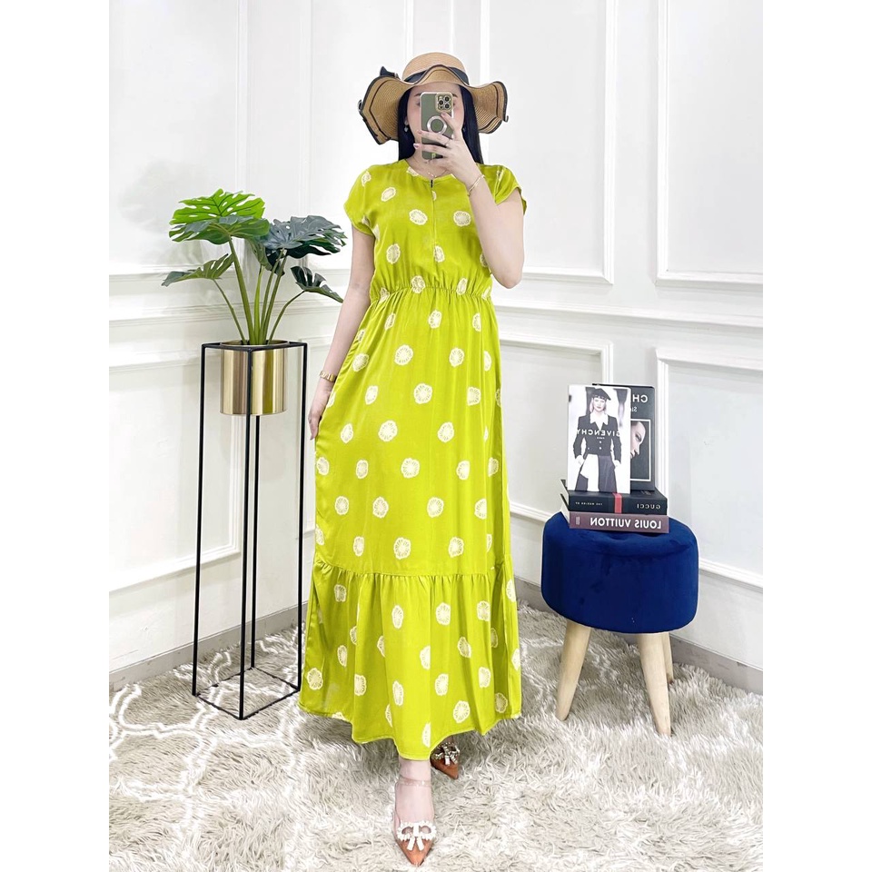 Runa Dress Panjang Wanita Bahan Rayon Motif Daster Semata Kaki