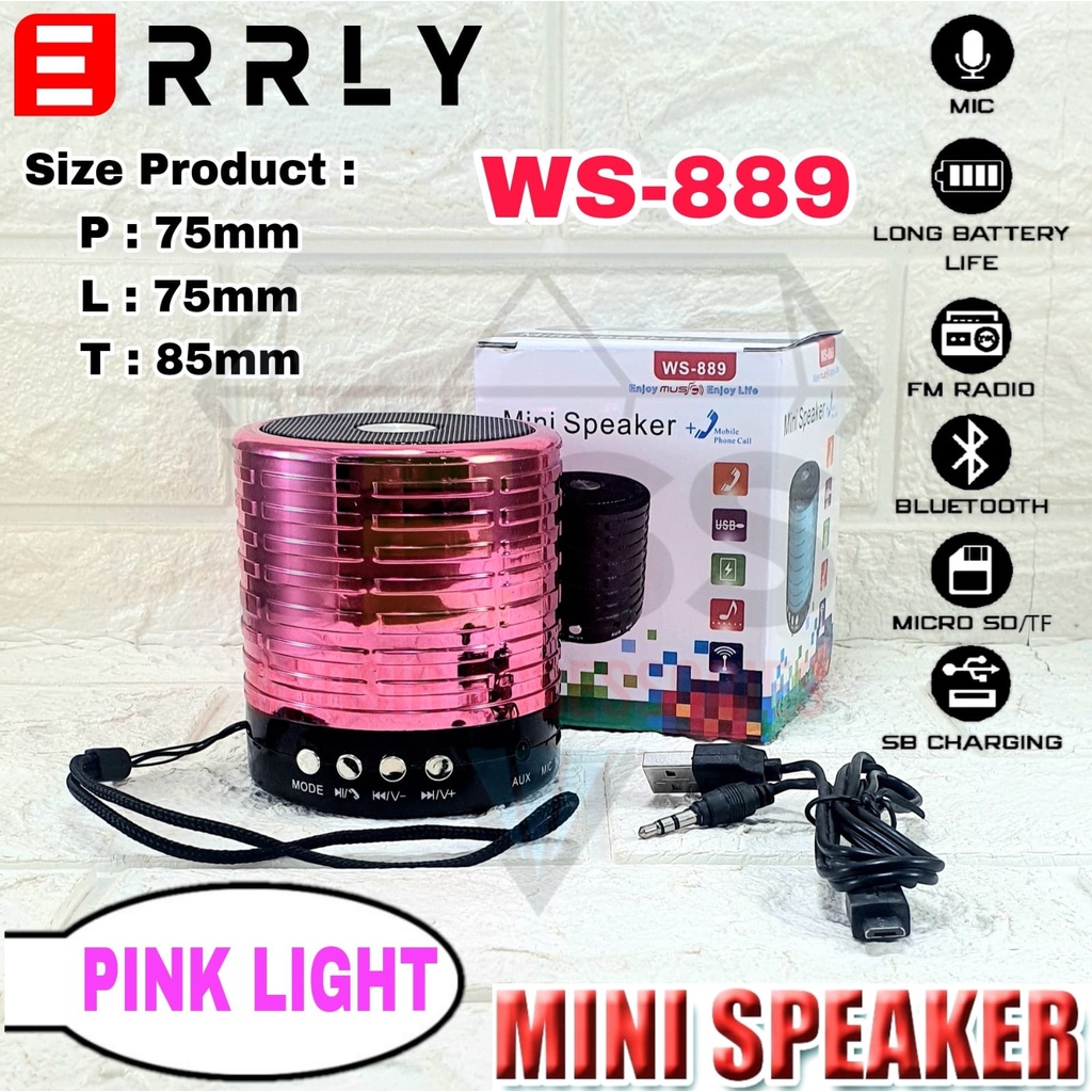 Speaker Bluetooth ERRLY WS889 Portable Speker Mini Wireless WS-889 Stereo SUPER BASS