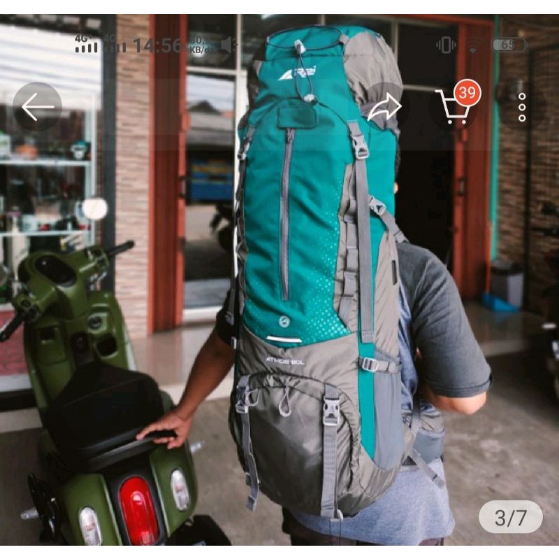 Tas Carrier / Tas Gunung Atmos 80L Arei Outdoorgear Original+Raincover