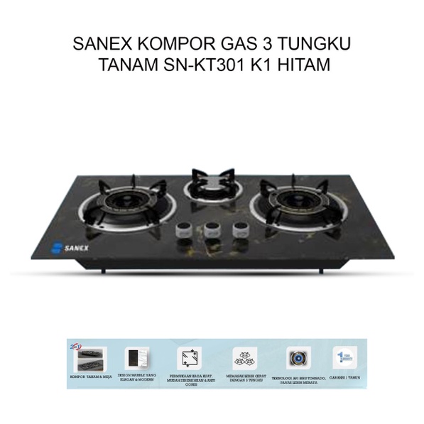 Kompor Gas 3 Tungku Tanam Sanex SN-KT301