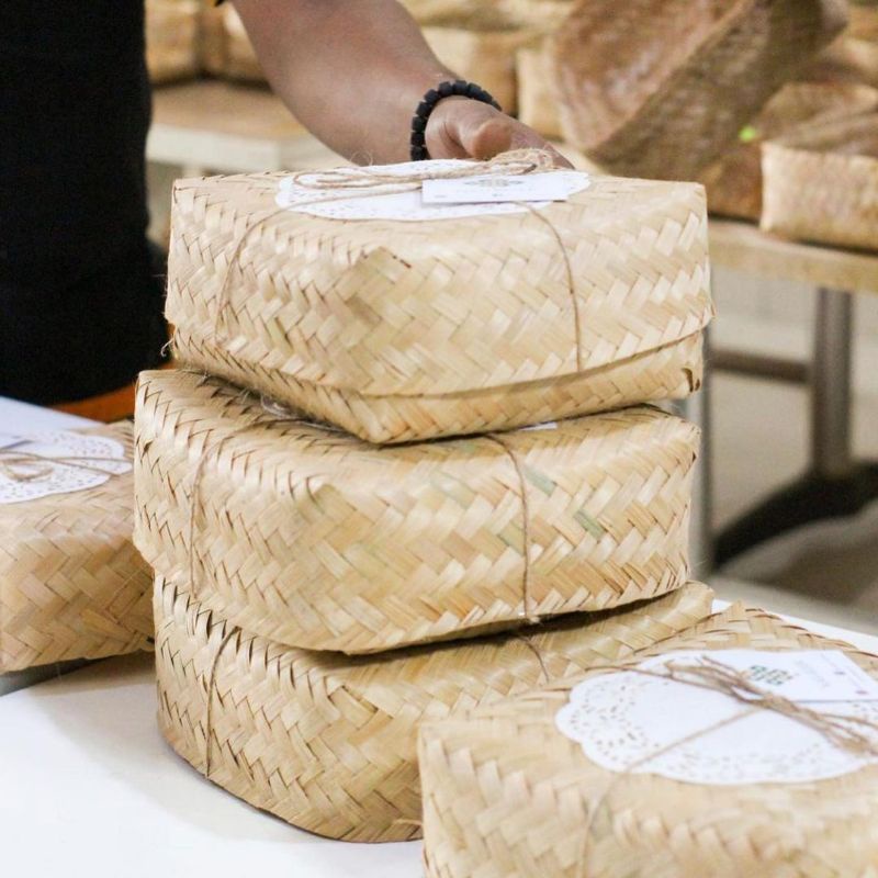 Sepasang Besek bambu 18X18 cm, Besek Berkat Besek Hantaran Besek Nasi Kotak Besek Bambu
