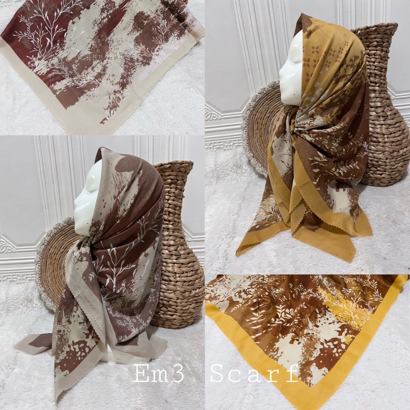 Em3 Scarf HIJAB SEGIEMPAT LASERCUT MOTIF VOAL wista