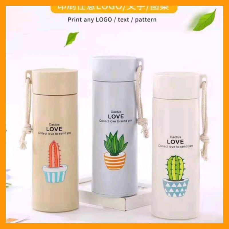 [COD] BOTOL KACA KAKTUS -  BOTOL AIR MINUM MOTIF CACTUS LOVE