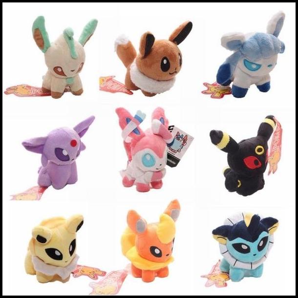 Promo 33 - Boneka Eevee Set Isi 9 Boneka Sesuai Gambar Eevee Evolution