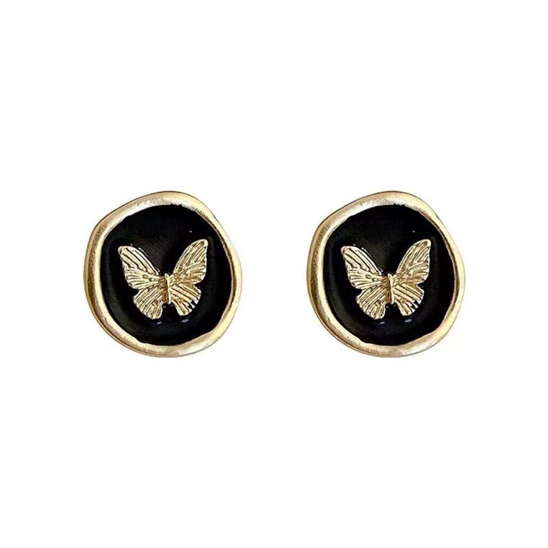 Anting Vintage Butterfly Earring Anting Bulat Tidak Teratur Untuk Wanita Aksesoris Fashion