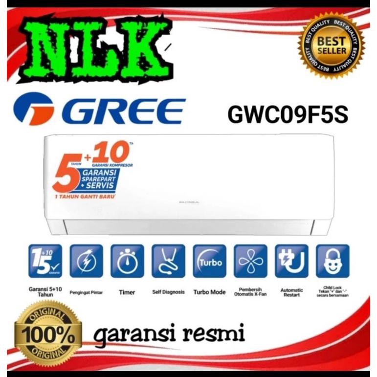 NEW AC GREE 1PK AC GREE INVERTER 1PK AC GREE GWC - 09 F5S + PASANG INSTALASI