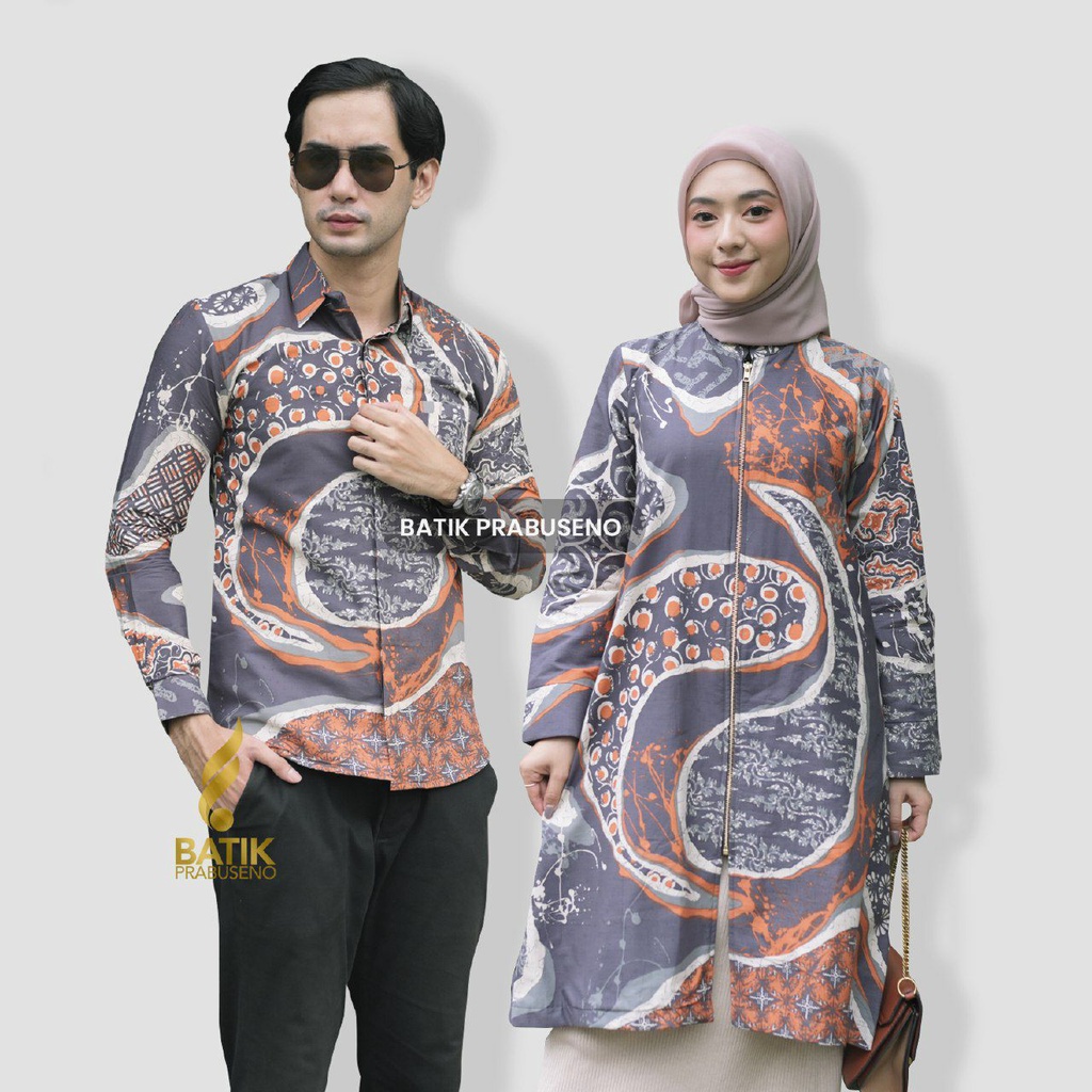 Batik Pria Wanita Motif SANTANA  Cauple  Printing Slimfit Lengan Panjang Original Kemeja Atasan Eleg