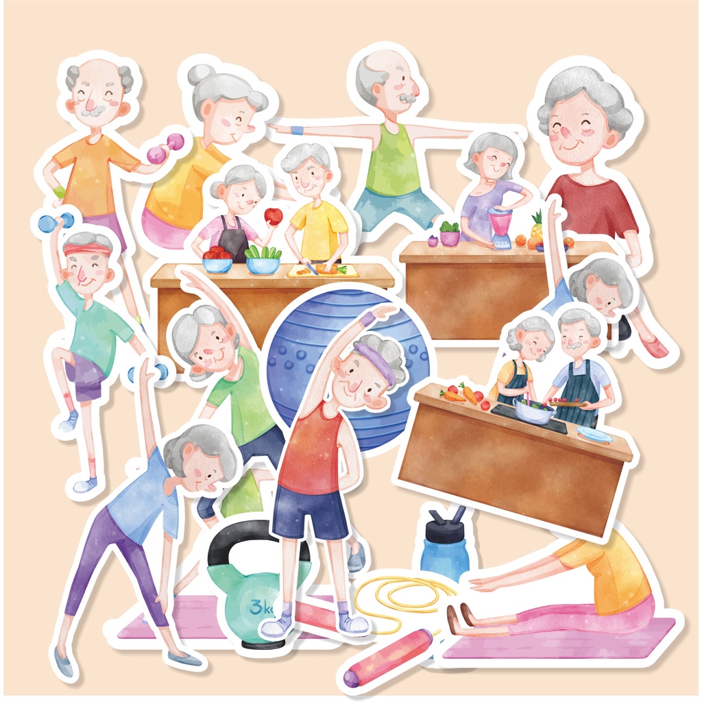 

( 50 pcs )stiker jurnal murah/satuan/random/GRANDPARENTS-watercolor