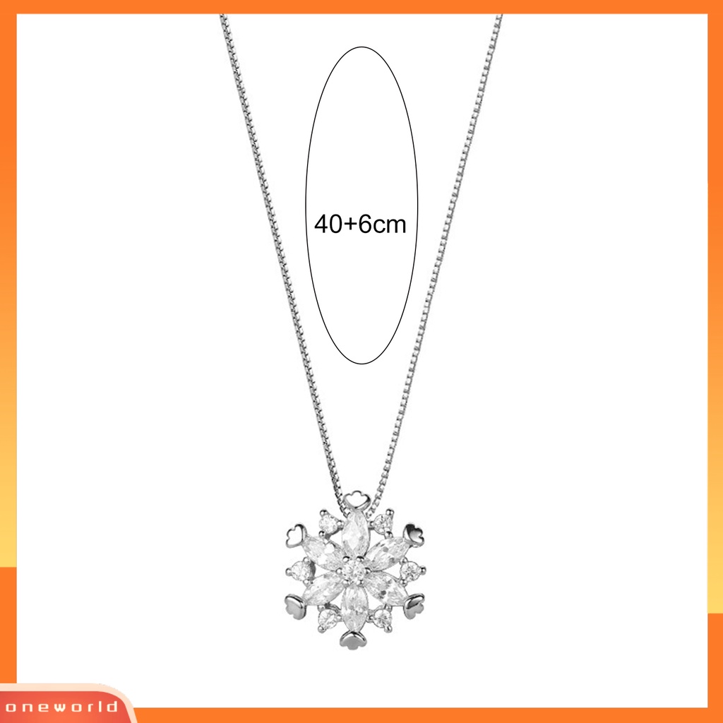 [WONE] Wanita Kalung Snowflake Cubic Zirconia Perhiasan Geometris Tahan Aus Liontin Kalung Untuk Pesta