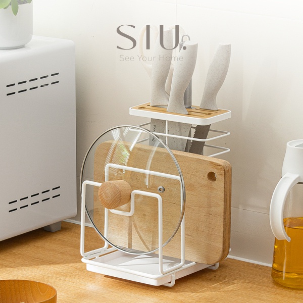 Luma Knives and Chopping Board Rack - Rak Pisau Telenan Nampan Dapur - Putih