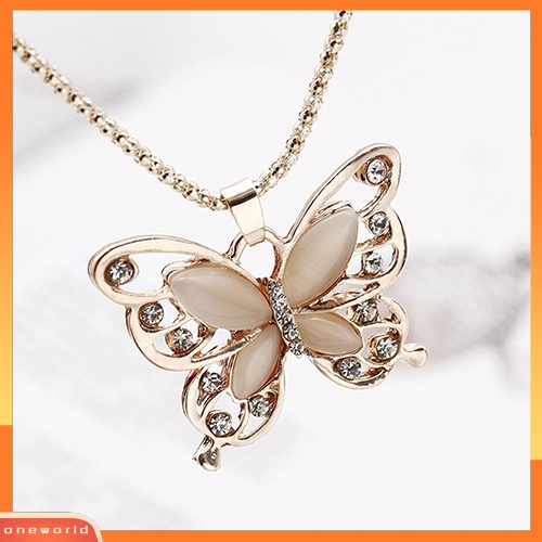[WONE] Fashion Wanita Kupu-Kupu Liontin Sweater Rantai Panjang Kalung Perhiasan Hadiah Natal