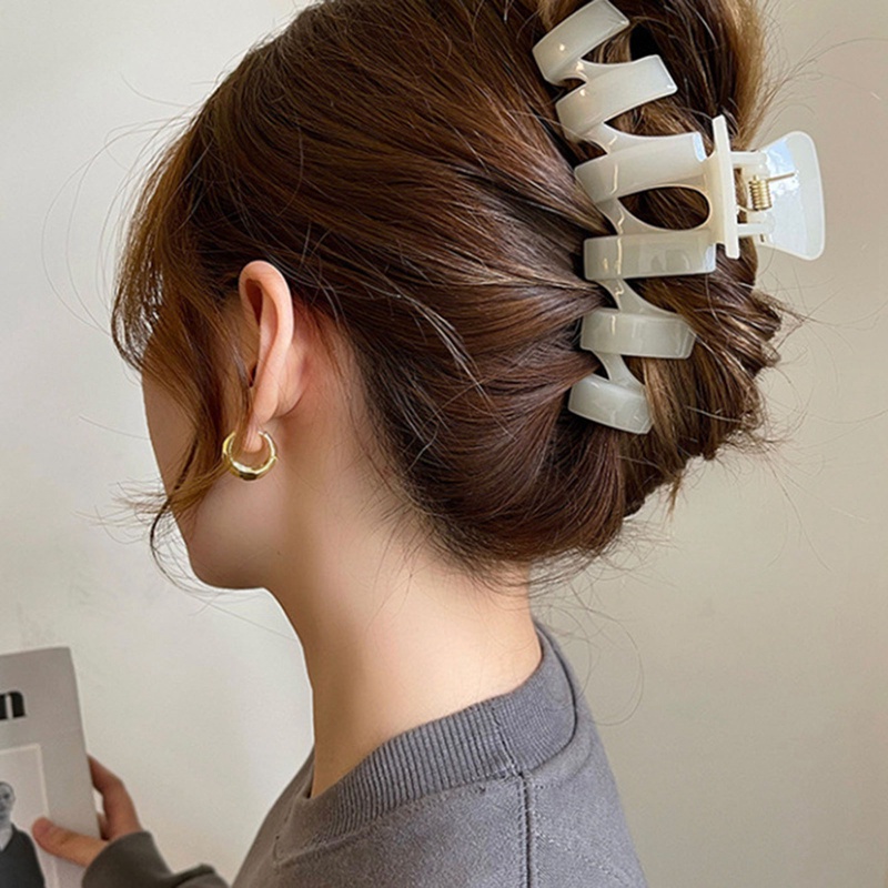 Fancyqube Wanita Besar Ponytail Rambut Klip Cakar Melubangi Keluar Jepit Rambut Hairgrip Hiasan Kepala Klip