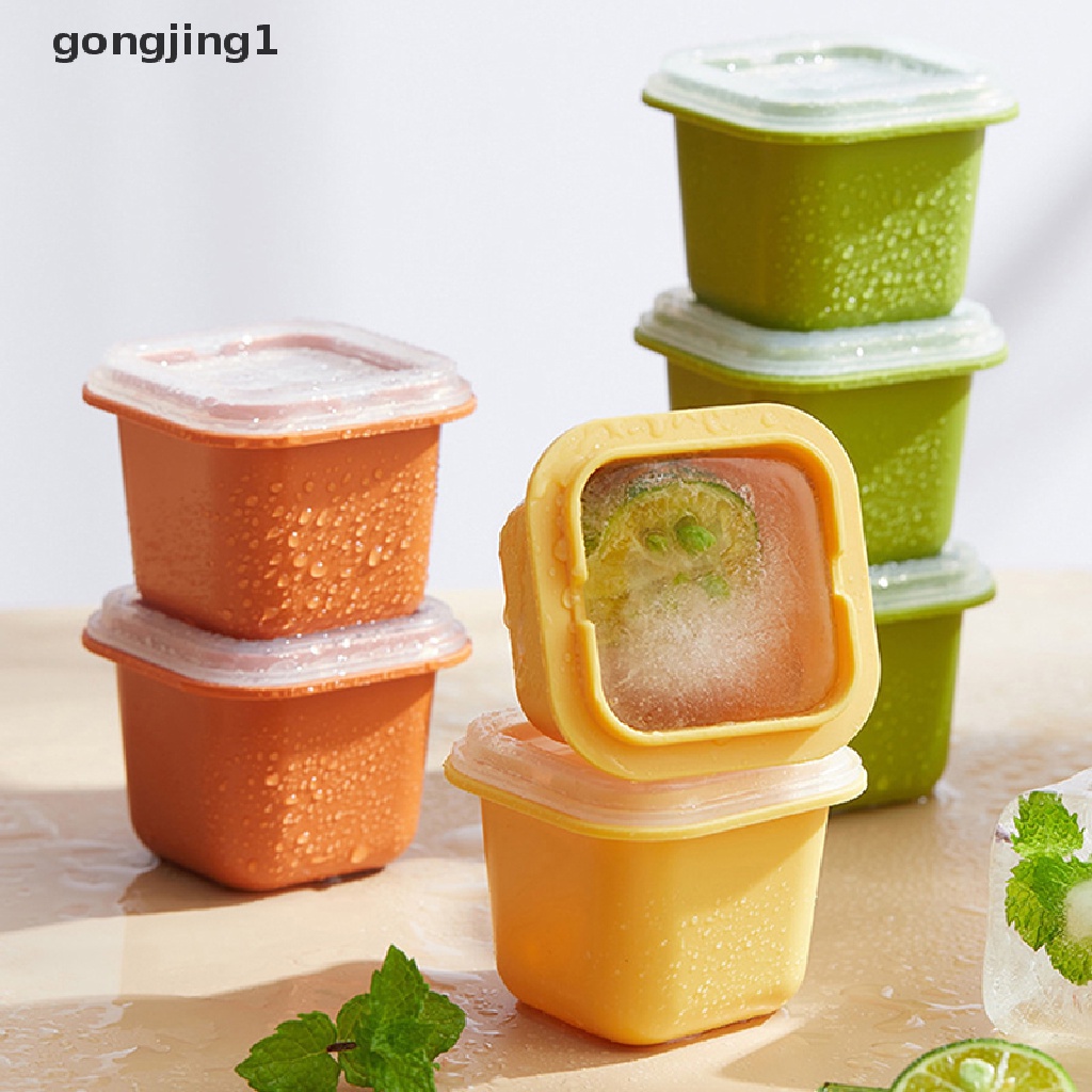 Ggg Square Ice Cube Maker Silicone Cetakan Es Batu Dengan Tutup Reusable Ice Box Frozen Kotak Es Batu Untuk Freezer Minuman Whisky Wine ID