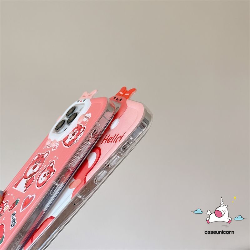 Vivo Y35 Y16 Y16 Y20 Y21 Y22 Y15s Y02s Y22s Y33s Y12i Y15 Y12 Y17 Y11 V25 V25E V23E V23 Y31 Y15A Y91 Y55 Y30 Y75 Y51 Kartun Strawberry Bear Manyo 3D Bow Little Monster Lens Soft Case