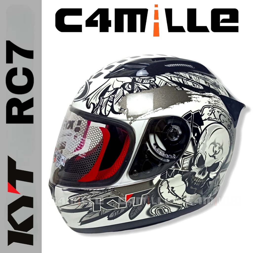 HELM KYT RC7 RC 7 MOTIF 13 WHITE BLACK GUN METAL FULL FACE