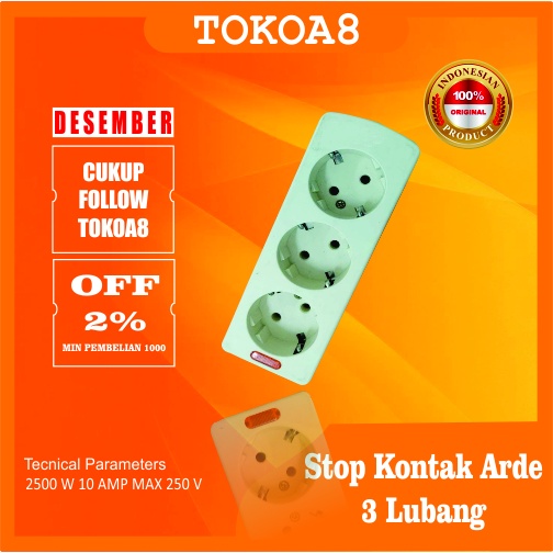 Stop Kontak Arde 3 Lubang