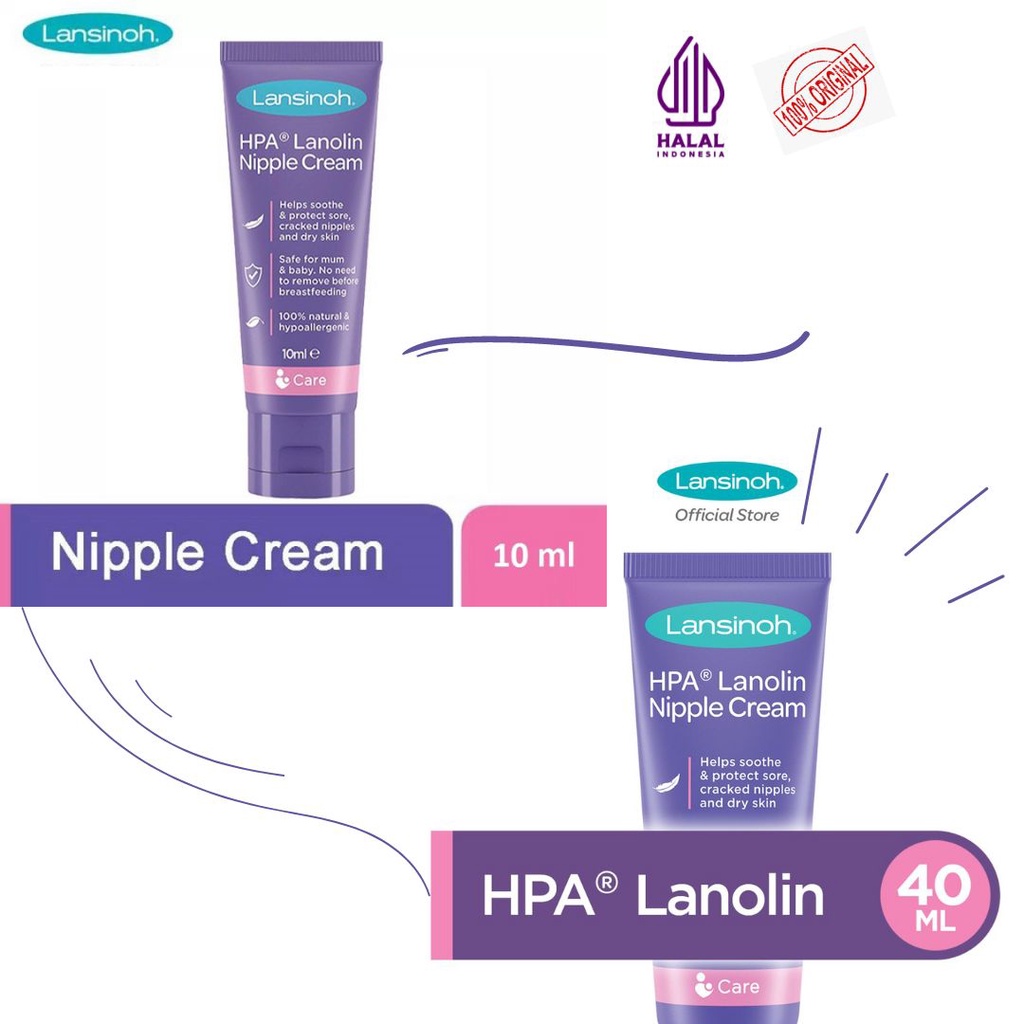 Lansinoh HPA Lanolin / Mom Uung Nipple Cream Krim Natural Ingredients / Krim Puting Lecet / Food Grade 15ml 15 ml 10ml 10 ml 40ml 40 ml -  Krim Puting Payudara Ibu Menyusui  - For Sore Nipples &amp; Cracked Skin