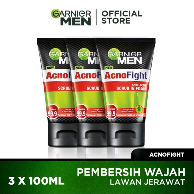 Garnier Men Acno Fight Scrub In Foam Anti Acne 100mL