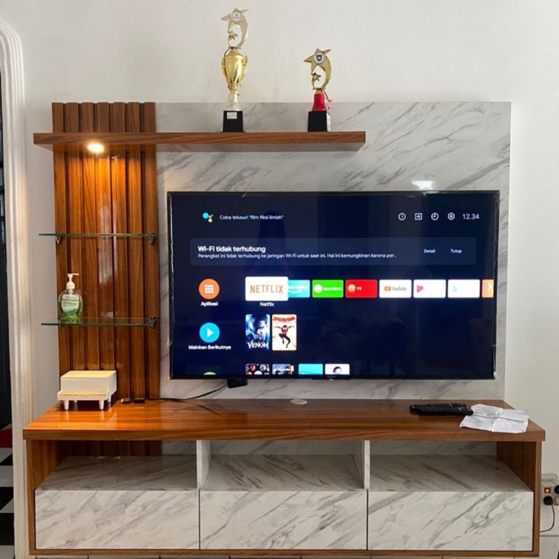 Meja Tv Gantung minimalis / Rak Tv / Backdrop Tv minimalis