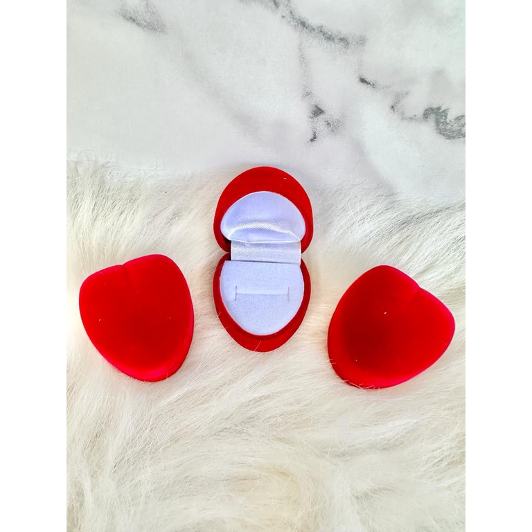 Tempat cincin wedding lamaran box kotak cincin bludru murah karakter HATI POLOS korea untuk 1 cincin