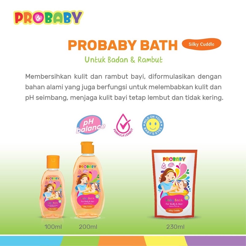 PROBABY Baby Bath Hair Body 200 ml Sabun Mandi Bayi 2in1 Body dan Hair Pro Baby Sunny Shine Silky Cuddle Cheerful Summer Sweet 200ml