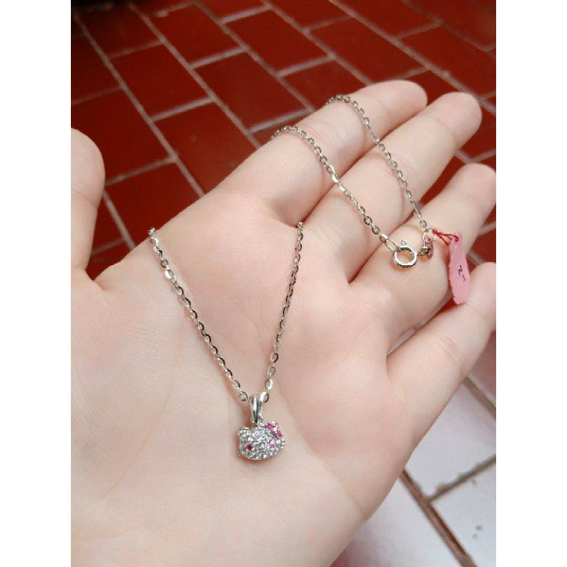 kalung anak rantai nori vensy+liontin hello kitty mp/perak asli silver 925 lapis emas/perhiasan fashion terbaru